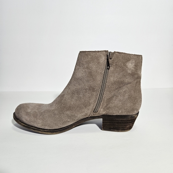 Lucky Brand Taupe Gray Suede Fringe Beeliner Booties - Picture 2 of 10